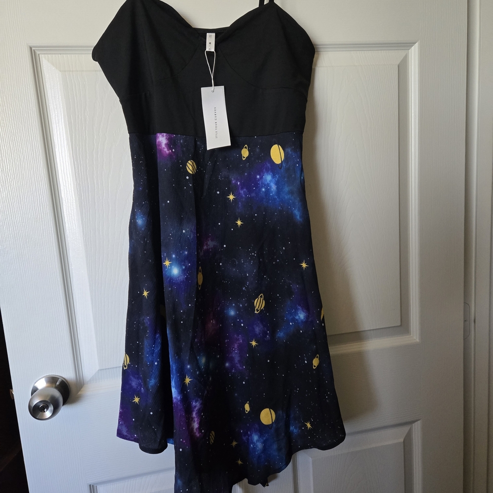 Rosegal Black and Galaxy Print Dress